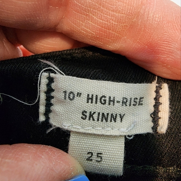 Madewell 10" High-Rise Skinny Jeans Gold Piping Metallic Tuxedo Stripe Denim 25 - Picture 6 of 13